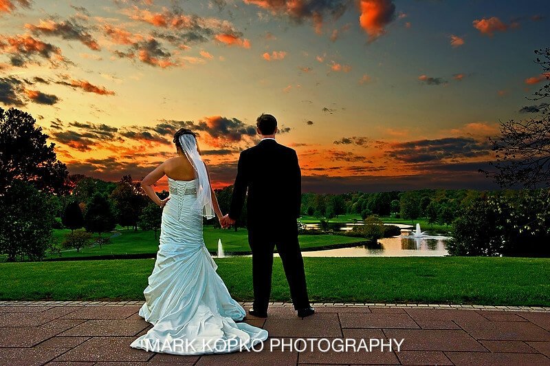 bride groom sunset brooklake